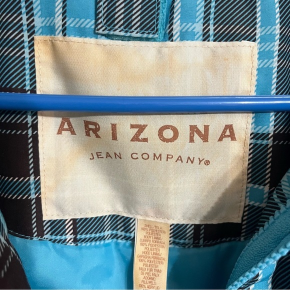 Girls Arizona Brown Blue Plaid Jacket Just Outer Shell Size Large 14 - Picture 6 of 13